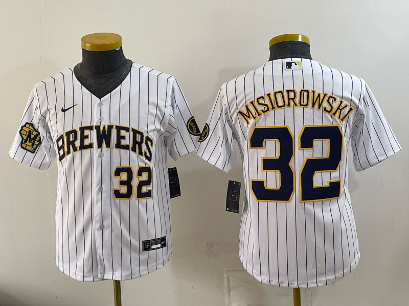 Youth 2026 Milwaukee Brewers #32 Misiorowski white Game Nike MLB Jersey 0823001